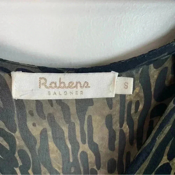 Rabens Saloner Barbara Black And Olive Green Sheer Animal Print Maxi Dress - Picture 7 of 9